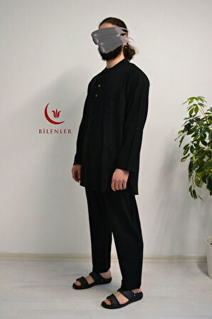 Afgan Model Pamuklu Keten Erkek Takım Rahat Kalıp