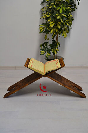 Kur an-ı Kerim Rahlesi Selçuklu Desenli Büyük Boy (18x65cm) Yakma İşçilikli