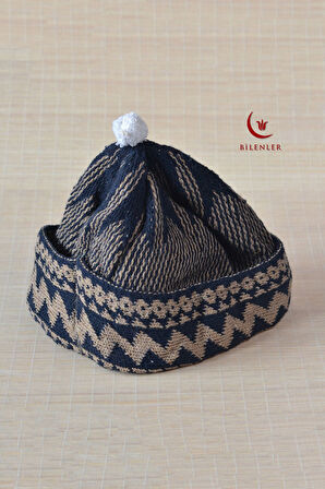 Kırçıllı Triko Örme Hacı Takkesi Standart Beden