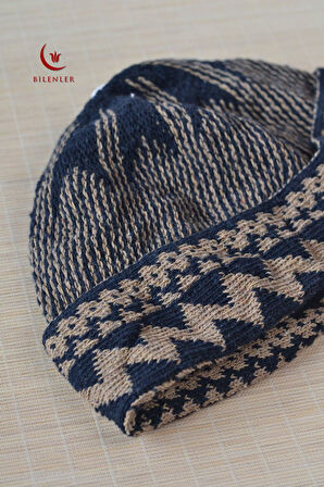 Kırçıllı Triko Örme Hacı Takkesi Standart Beden