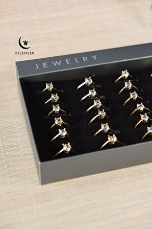 Kadın Taşlı Metal Yüzük Uzun Ömürlü,Şık Tasarım (24’lü kutu)