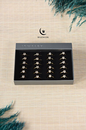 Kadın Taşlı Metal Yüzük Uzun Ömürlü,Şık Tasarım (24’lü kutu)