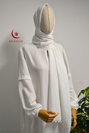 Kendinden Şallı Pamuklu Aerobin Kumaş Kadın Namaz Elbisesi / Ferace – 1-6 Beden Aralığı