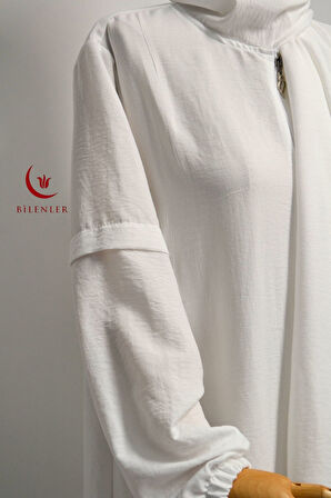 Kendinden Şallı Pamuklu Aerobin Kumaş Kadın Namaz Elbisesi / Ferace – 1-6 Beden Aralığı