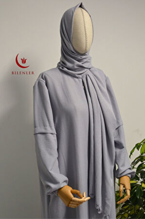 Kendinden Şallı Pamuklu Aerobin Kumaş Kadın Namaz Elbisesi / Ferace – 1-6 Beden Aralığı