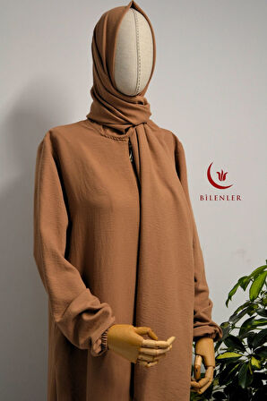 Kendinden Şallı Pamuklu Aerobin Kumaş Kadın Namaz Elbisesi / Ferace – 1-6 Beden Aralığı