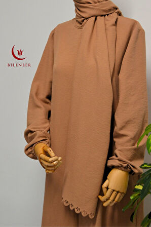 Kendinden Şallı Pamuklu Aerobin Kumaş Kadın Namaz Elbisesi / Ferace – 1-6 Beden Aralığı