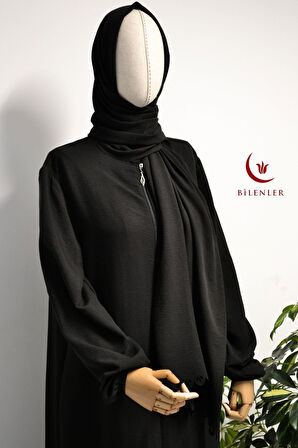 Kendinden Şallı Pamuklu Aerobin Kumaş Kadın Namaz Elbisesi / Ferace – 1-6 Beden Aralığı