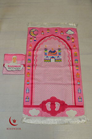 Çantalı Kız Çocuk Seccadesi-Kızımın Seccadesi (Pembe)