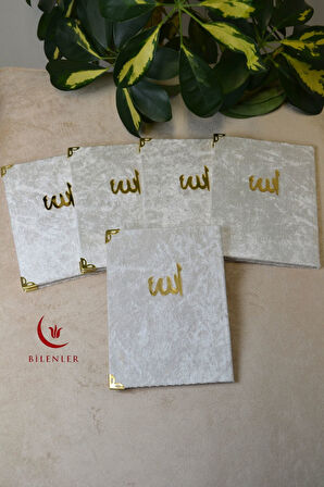 Kadife Kapaklı Allah Lafızlı 5 Adet Ekonomik Yasin Kitabı - 12x17 cm, 80 Sayfa
