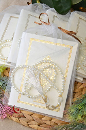 Yasin Tül Kese Termoderi Kaplı-Arapça Türkçe Okunuşlu ve Mealli–Mevlid ve Bebek Hediyeliği (5Adet)