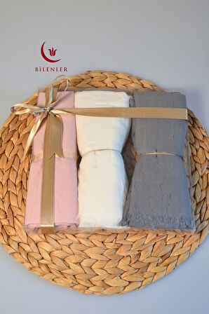 Bambu Kraş Şal – 75x210 cm | Nefes Alabilir, Terletmez, Tok Duruşlu Mevsimlik Kumaş (3'lü Kutu)