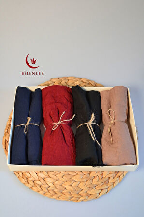 Bambu Kraş & Şal – 75x210 cm | Nefes Alabilir, Terletmez, Tok Duruşlu Mevsimlik Kumaş (4'lü Kutu)