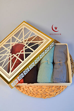 Bambu Kraş & Şal – 75x210 cm | Nefes Alabilir, Terletmez, Tok Duruşlu Mevsimlik Kumaş (4'lü Kutu)