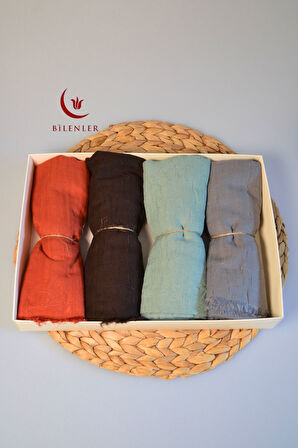 Bambu Kraş & Şal – 75x210 cm | Nefes Alabilir, Terletmez, Tok Duruşlu Mevsimlik Kumaş (4'lü Kutu)