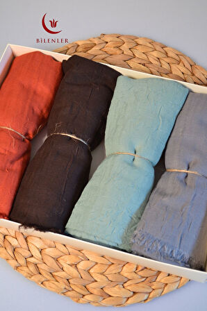 Bambu Kraş & Şal – 75x210 cm | Nefes Alabilir, Terletmez, Tok Duruşlu Mevsimlik Kumaş (4'lü Kutu)