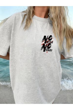 Unisex No Rısk No Story Baskılı Tasarım Tshirt