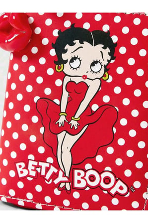 My Balli Store Betty Boop Kadın Cüzdan Kırmızı Beyaz Suni Deri Fermuarlı Mini