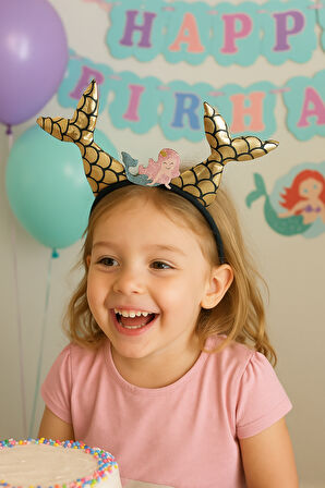 Altın Renk Yansımalı Deniz Kızı Kuyruğu Taç