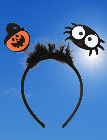 Halloween Cadılar Bayramı Taç Bal Kabağı ve Örümcekli 2li model Parti Aksesuarı