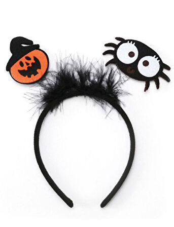 Halloween Cadılar Bayramı Taç Bal Kabağı ve Örümcekli 2li model Parti Aksesuarı