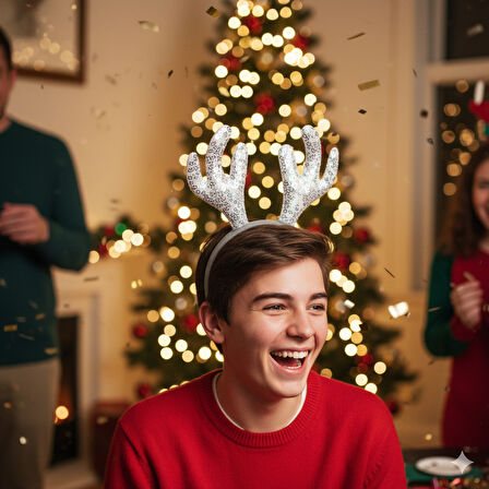 Beyaz Pullu Geyik Taç – Yılbaşı Parti ve Kostüm Aksesuarı