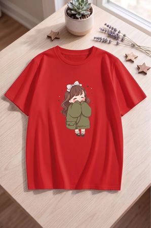 Unisex Cute Anime Kız Baskılı Tasarım Tshirt