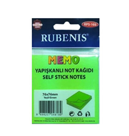 Memo Yapışkanlı Not Kağıdı 76X76Mm Yeşil - 3 adet