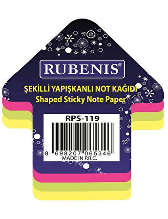 Memo Ok Şekilli Yapışkanlı Not Kağıdı 7,5X7,5cm Karışık Renk - 3 adet