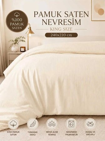English Home %100 Pamuk Saten King Size Nevresim 240 x 220 Yumuşak Dokulu
