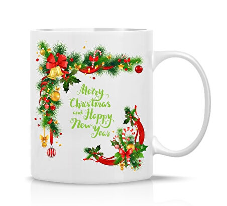 Kişiye Özel Yılbaşı Noel Merry Christmas Yeni Yıl Hediye Kulplu Kupa Bardak