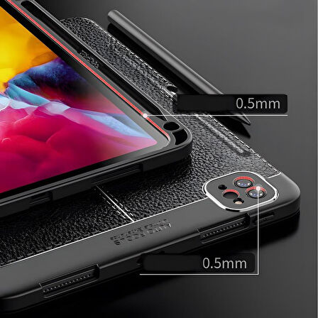 iPad Pro 12.9 2021 (5.Nesil) Kılıf Deri Görünümlü Şık Tasarım Tablet Kılıfı