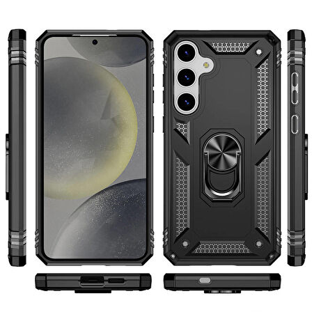 Galaxy S24 Kılıf Vega Yüzüklü Standlı Zırh Kılıf