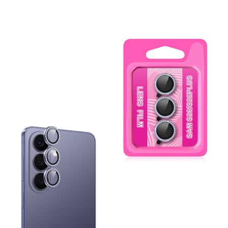 Galaxy S26 Kamera Lens Koruyucu CL-06 Renkli Taşlı Mor