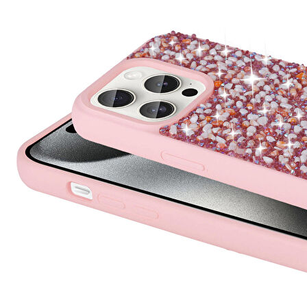 iPhone 15 Pro Max Kılıf Parlak Taşlı Tasarım Linea Kılıf