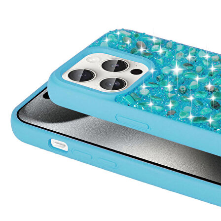 iPhone 15 Pro Kılıf Parlak Taşlı Tasarım Linea Kılıf