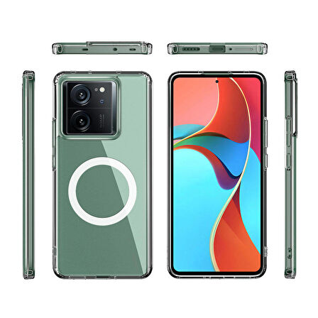 Xiaomi Mi 13T Pro Kılıf Sert PC Arka Yüzey Wireless Şarj Özellikli Flet Magsafe Kılıf