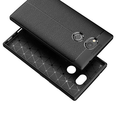 Sony Xperia XA2 Kılıf Niss Deri Desenli Silikon Kılıf