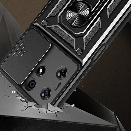 Tecno Spark 10 Pro Kılıf Magnetik Standlı Kamera Korumalı Sürgülü Vega Kılıf