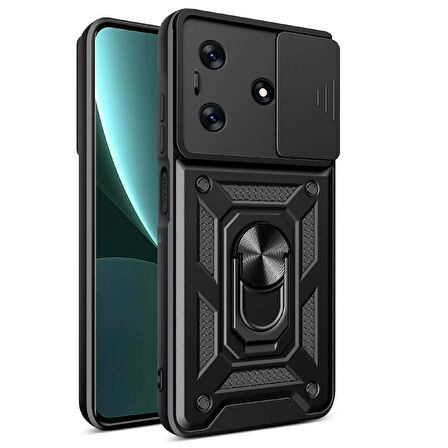 Tecno Spark 10C Kılıf Magnetik Standlı Kamera Korumalı Sürgülü Vega Kılıf