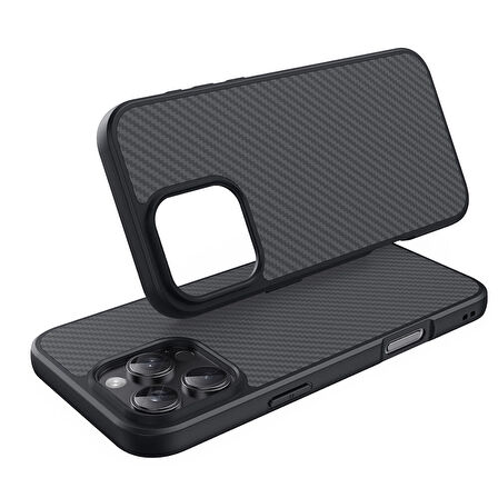 iPhone 16 Pro Max Kılıf Magsafe Şarj Özellikli Karbon Fiber Tasarımlı Elnino Kılıf