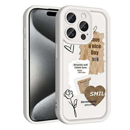 iPhone 15 Pro Max Kılıf Kamera Korumalı Baskılı Arka Yüzey Klas Kılıf