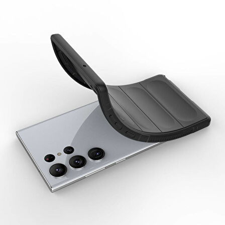 Galaxy S23 Ultra Kılıf Esnek TPU Oyuklu Arka Yüzey Tasarımlı Etnik Silikon Kılıf