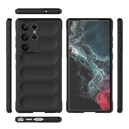 Galaxy S23 Ultra Kılıf Esnek TPU Oyuklu Arka Yüzey Tasarımlı Etnik Silikon Kılıf