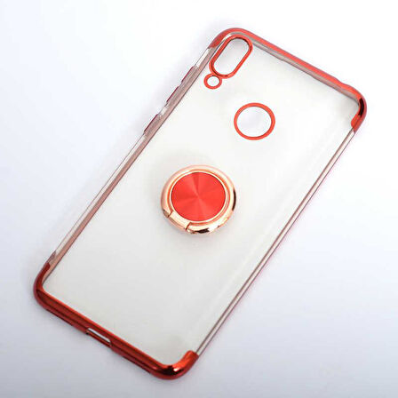 Huawei Y7 2019 Kılıf Gess Kenarları Renkli Yüzük Aparatlı Kılıf