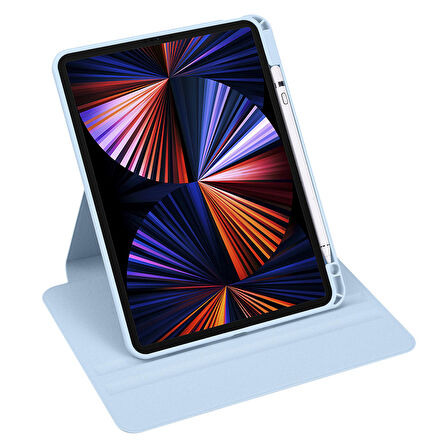 Apple iPad 10.2 2021 (9.Nesil) Kılıf Termik Kalem Bölmeli Dönebilen Standlı Kılıf