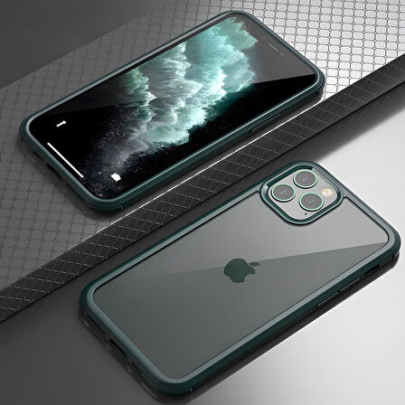 iPhone 11 Pro Max Kılıf Dor Silikon Temperli Cam Kapak