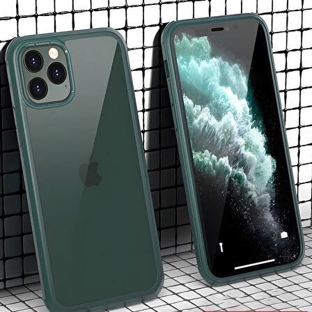 iPhone 11 Pro Max Kılıf Dor Silikon Temperli Cam Kapak