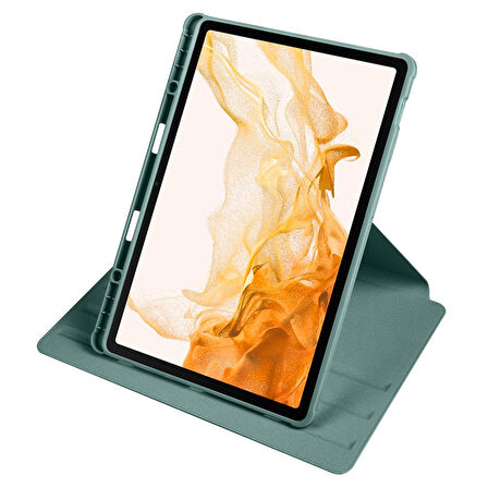Galaxy Tab S7 Plus T970 Kılıf Termik Kalem Bölmeli Dönebilen Standlı Kılıf