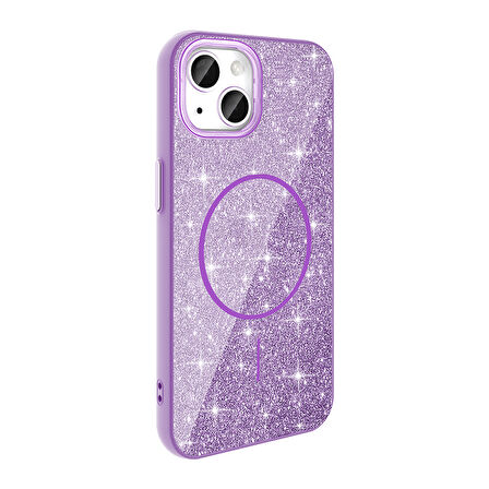 iPhone 11 Kılıf Magsafe Şarj Özellikli Parlayan Simli Okso Kılıf